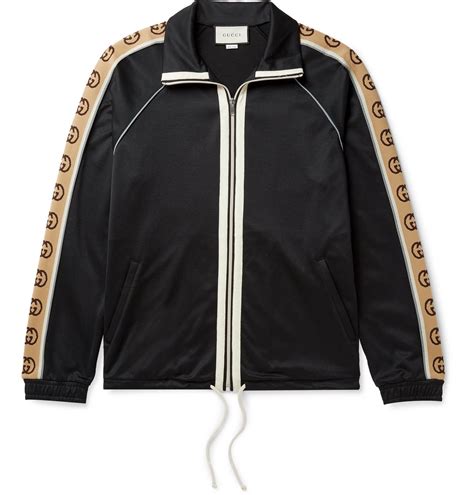 gucci black technical logo track jacket|Gucci bomber track jacket.